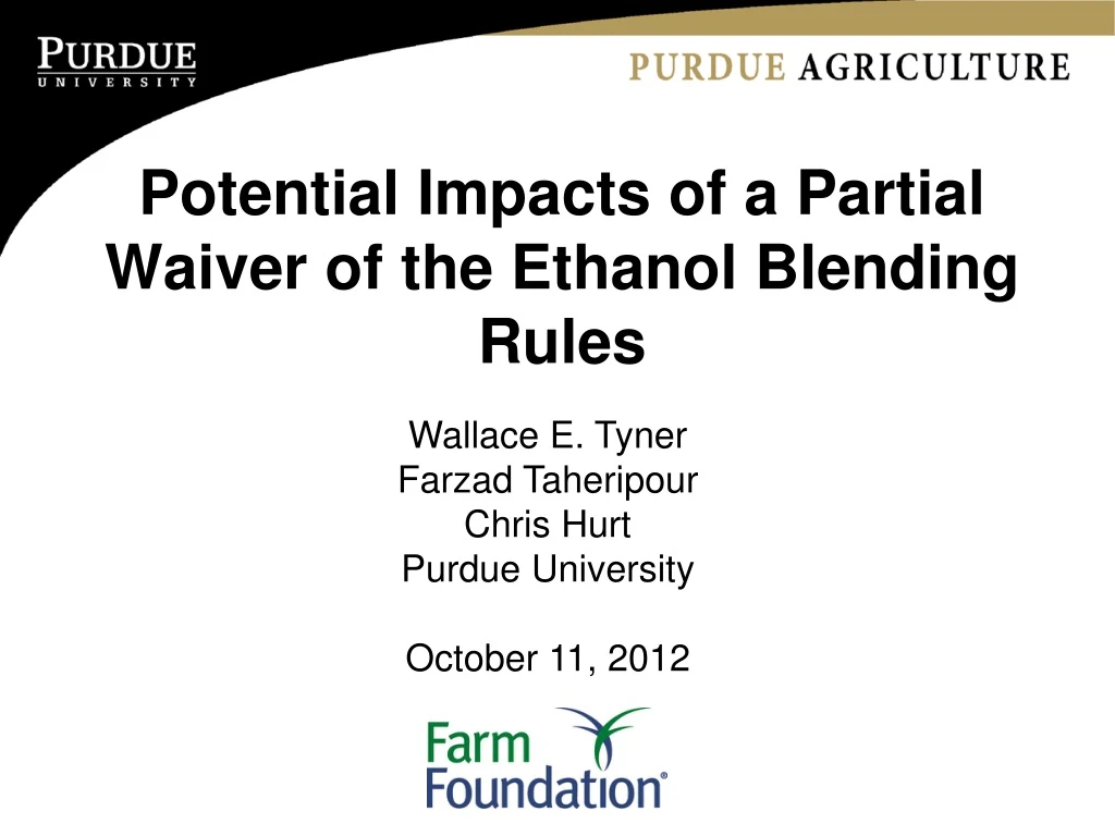 potential impacts of a partial waiver of the ethanol blending rules