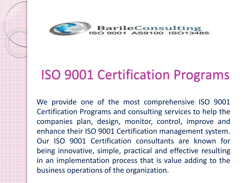 iso 9001 certification programs
