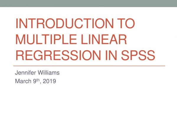 Introduction to Multiple Linear Regression in SPSS
