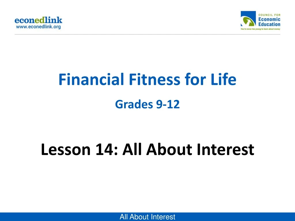 financial fitness for life grades 9 12 lesson 14 all about interest