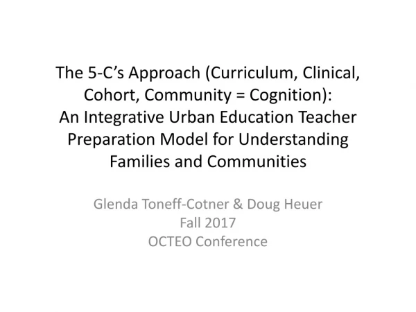 Glenda Toneff-Cotner &amp; Doug Heuer Fall 2017 OCTEO Conference