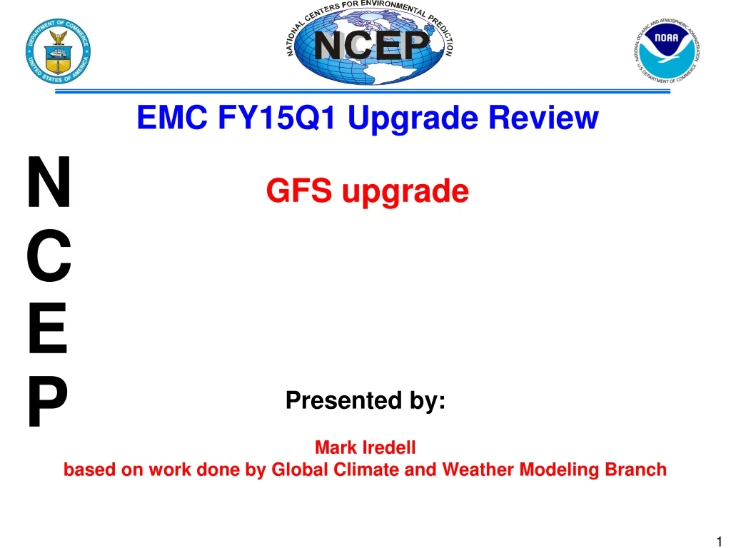 presented by mark iredell based on work done by global climate and weather modeling branch