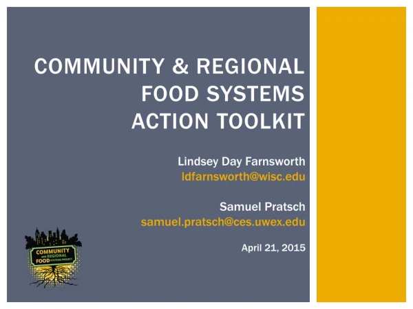 Community &amp; Regional Food Systems Action ToolKIT