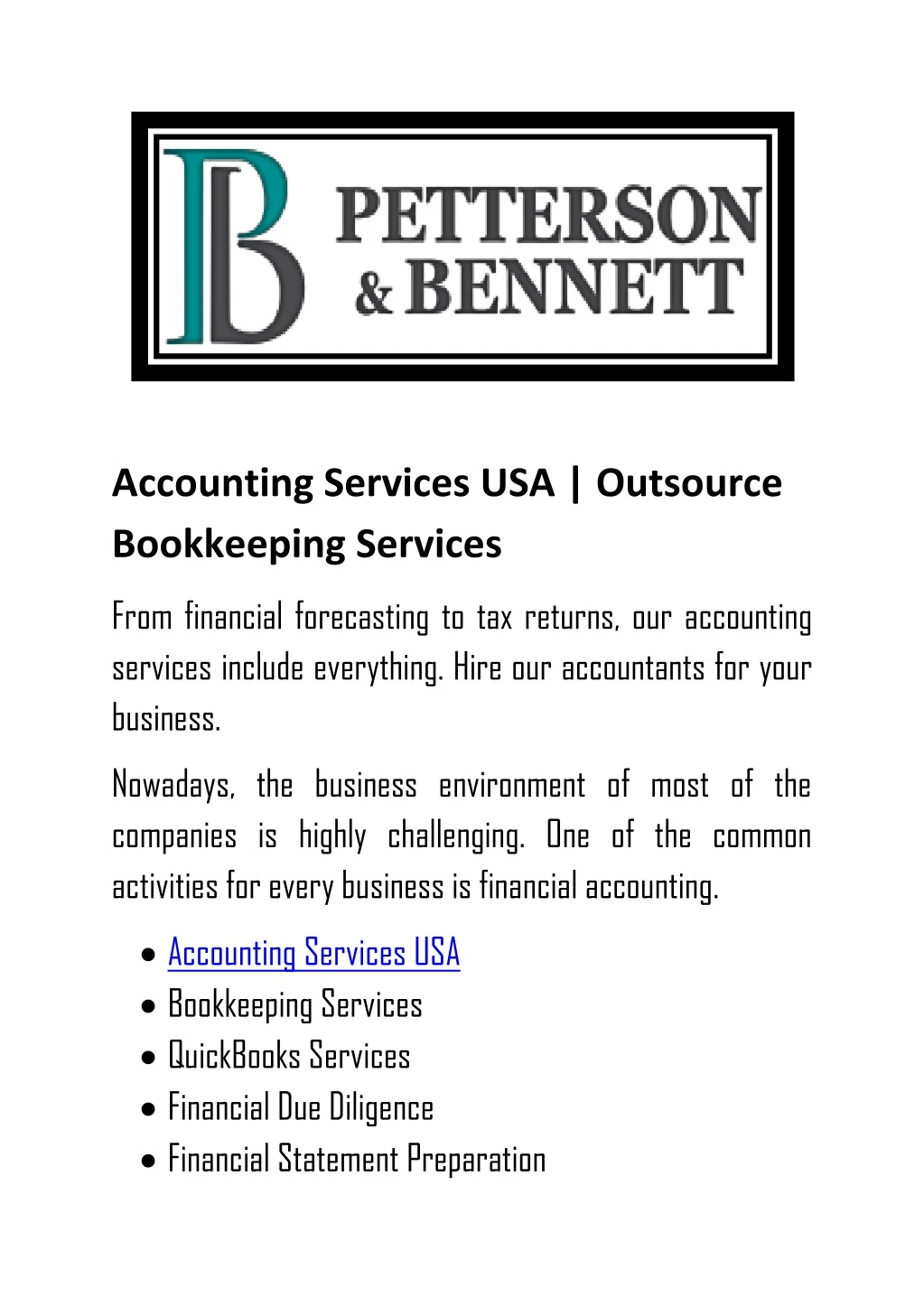 accounting services usa outsource bookkeeping