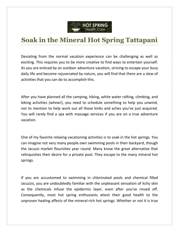 Soak in the Mineral Hot Spring Tattapani