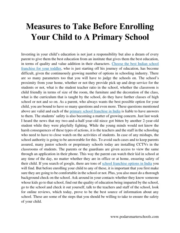 Measures To Take Before Enrolling Your Child To A Primary School