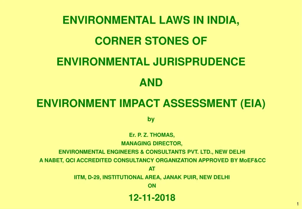 environmental laws in india corner stones
