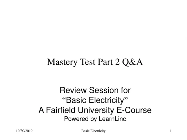 Mastery Test Part 2 Q&amp;A