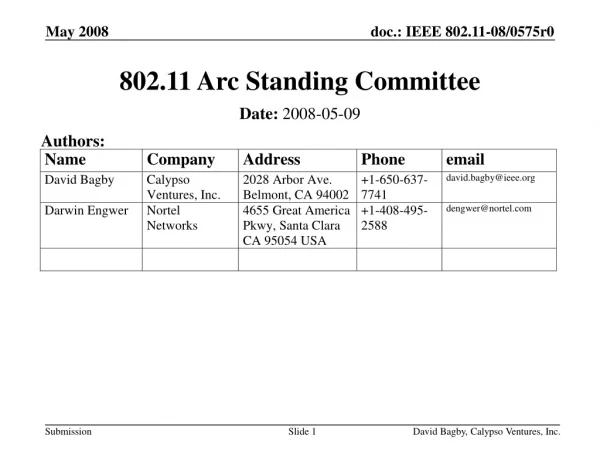 802.11 Arc Standing Committee