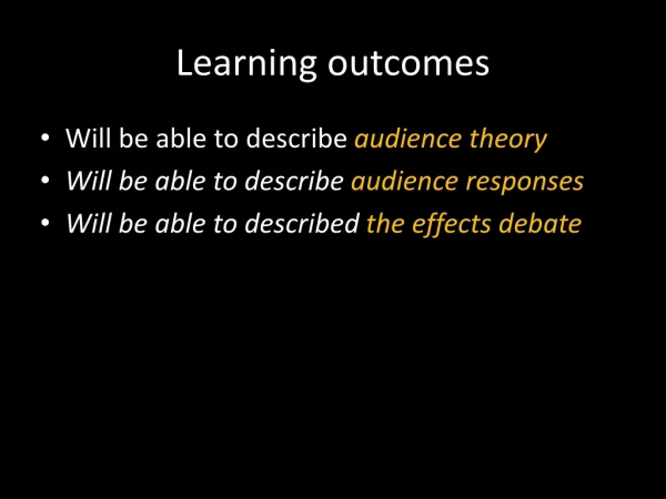 Learning outcomes