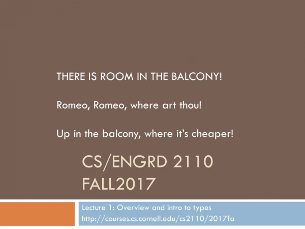 CS/ENGRD 2110 Fall2017