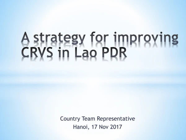 A strategy for improving CRVS in Lao PDR