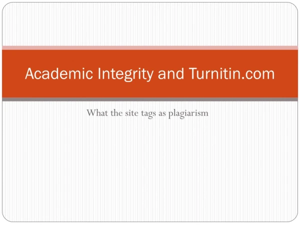 Academic Integrity and Turnitin