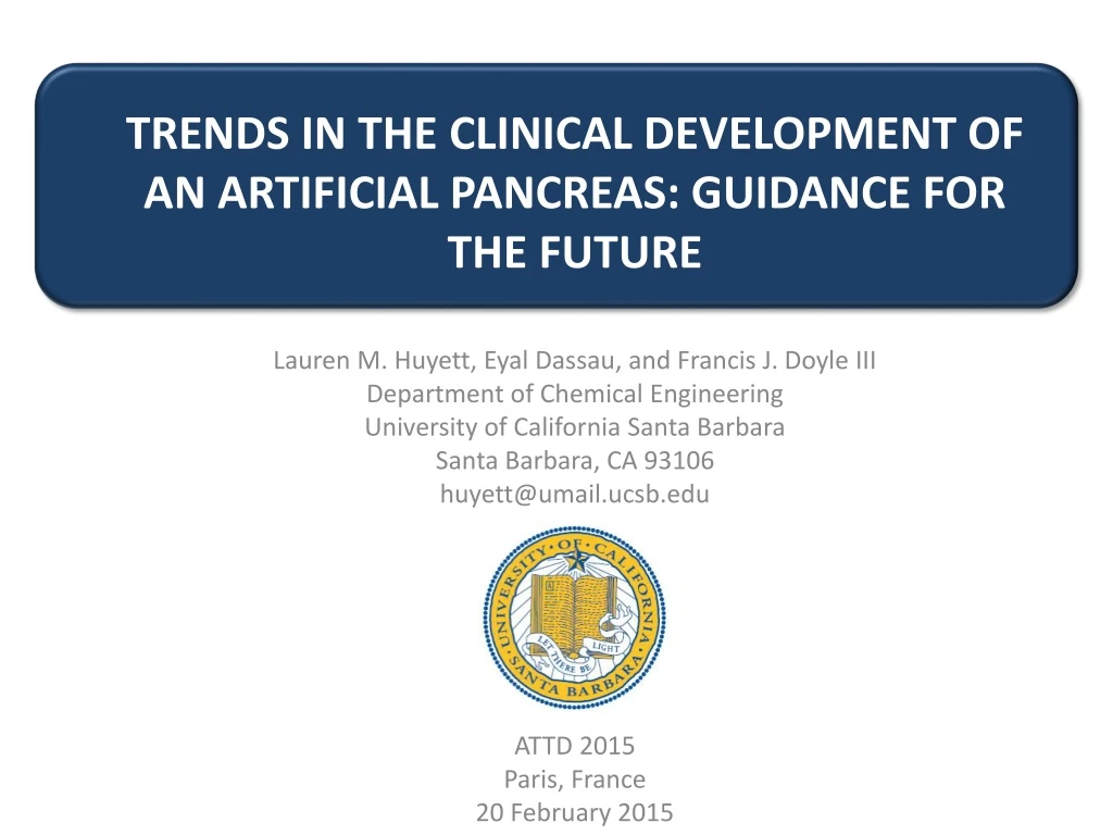 trends in the clinical development of an artificial pancreas guidance for the future
