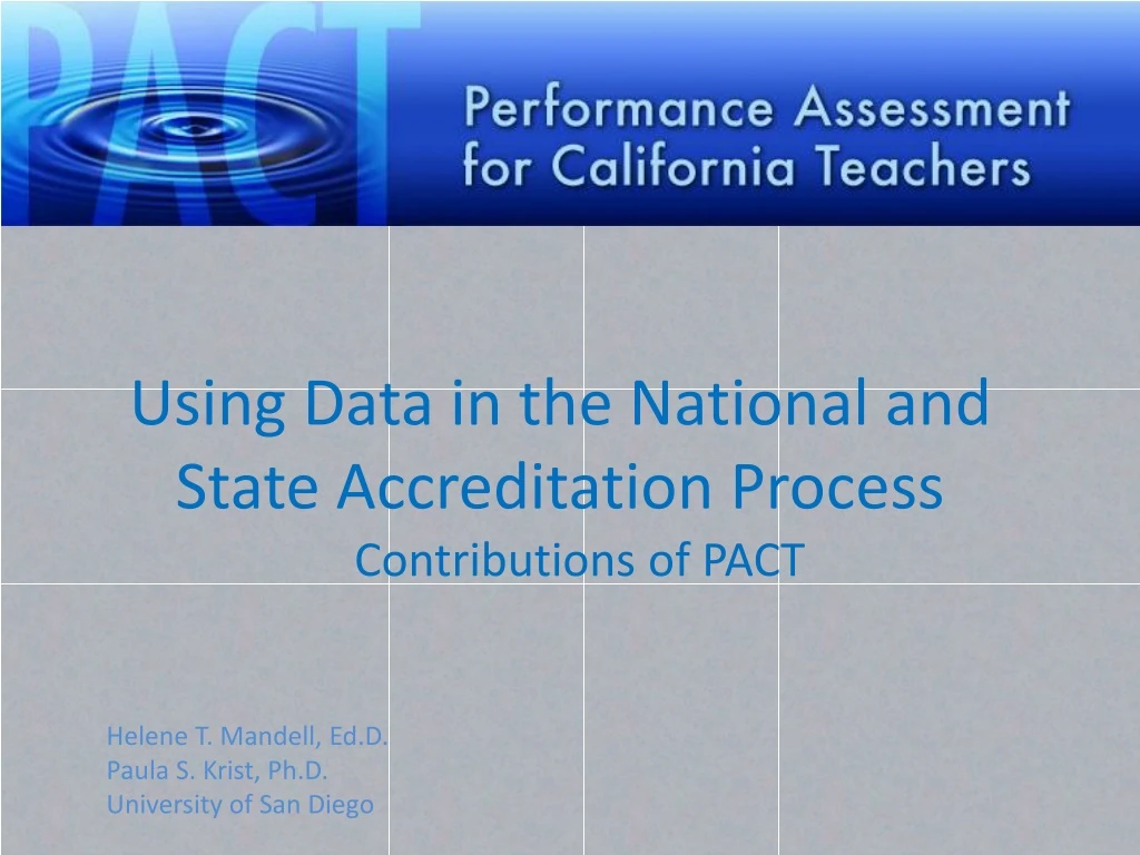 using data in the national and state accreditation process