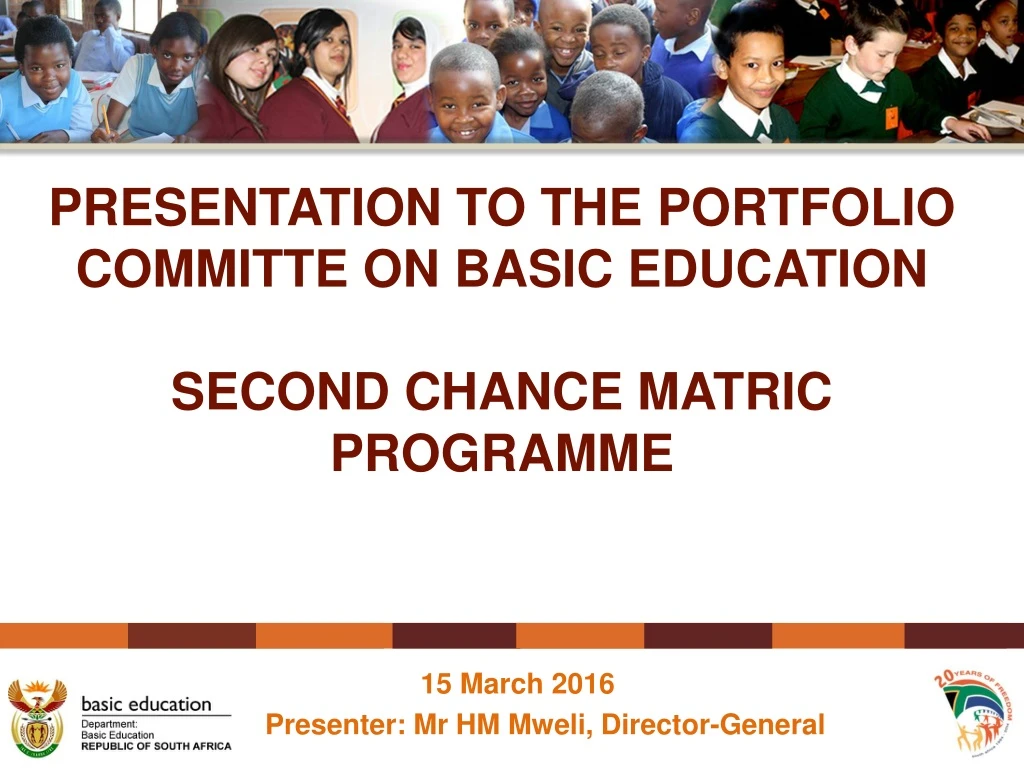 presentation to the portfolio committe on basic education second chance matric programme