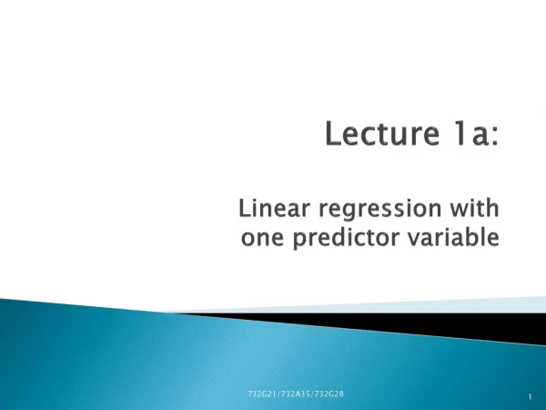 Lecture 1a: Linear regression with one predictor variable