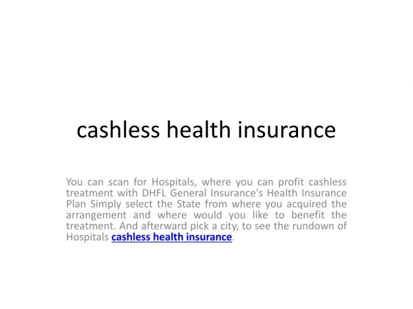 cashless health insurance