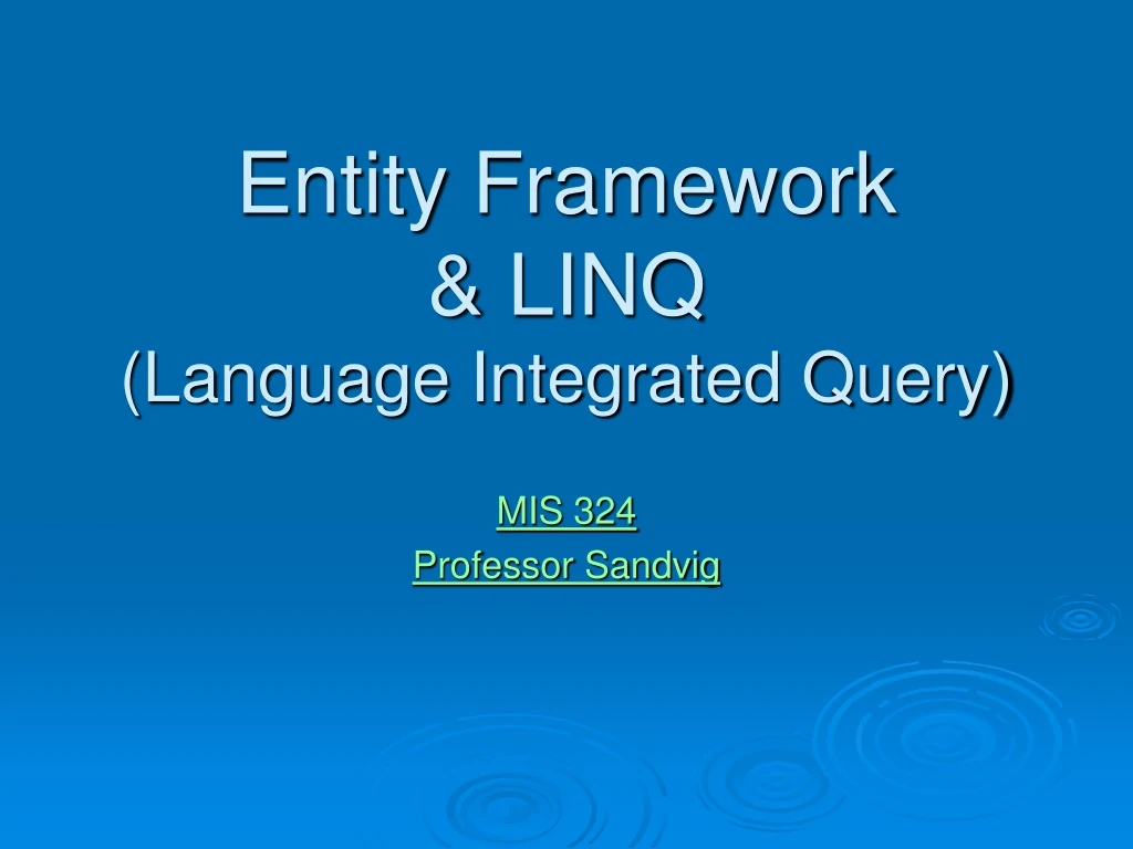 entity framework linq language integrated query