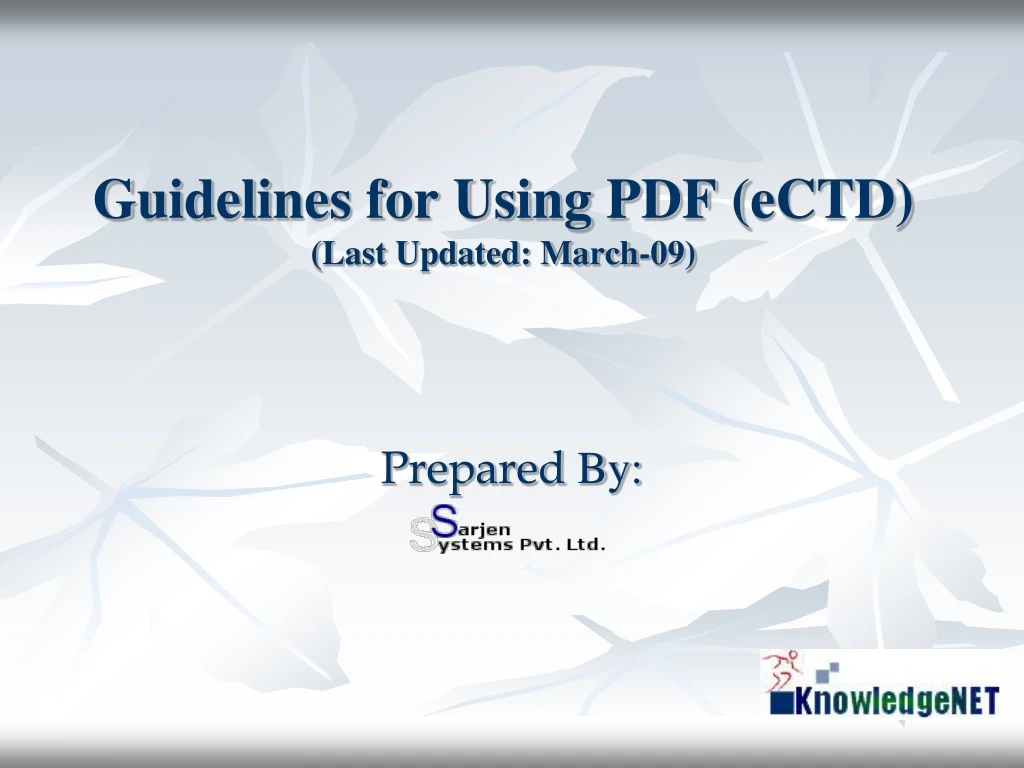 guidelines for using pdf ectd last updated march 09