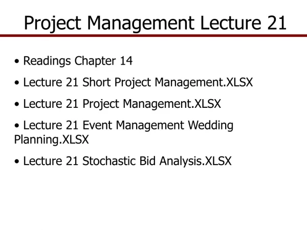 Project Management Lecture 21