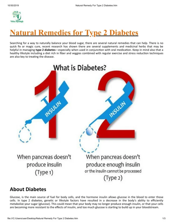 Natural Remedy For Type 2 Diabetes