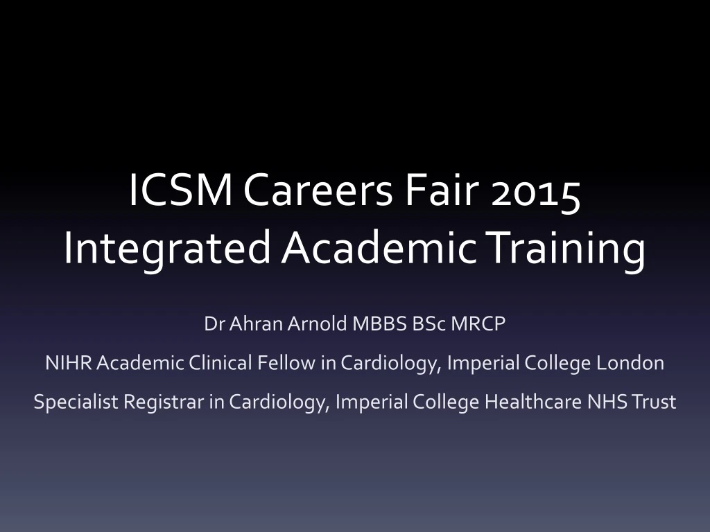 icsm careers fair 2015 integrated academic training