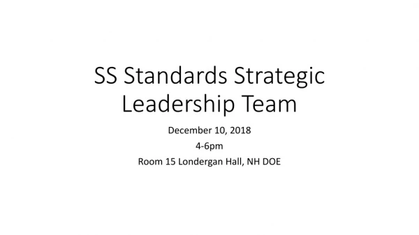 SS Standards Strategic Leadership Team
