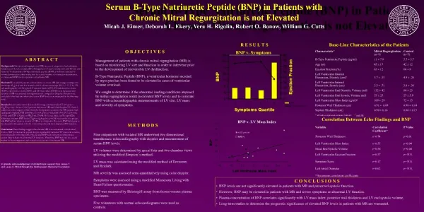 Serum B-Type Natriuretic Peptide BNP in Patients with Chronic Mitral Regurgitation is not Elevated Micah J. Eimer, Debo
