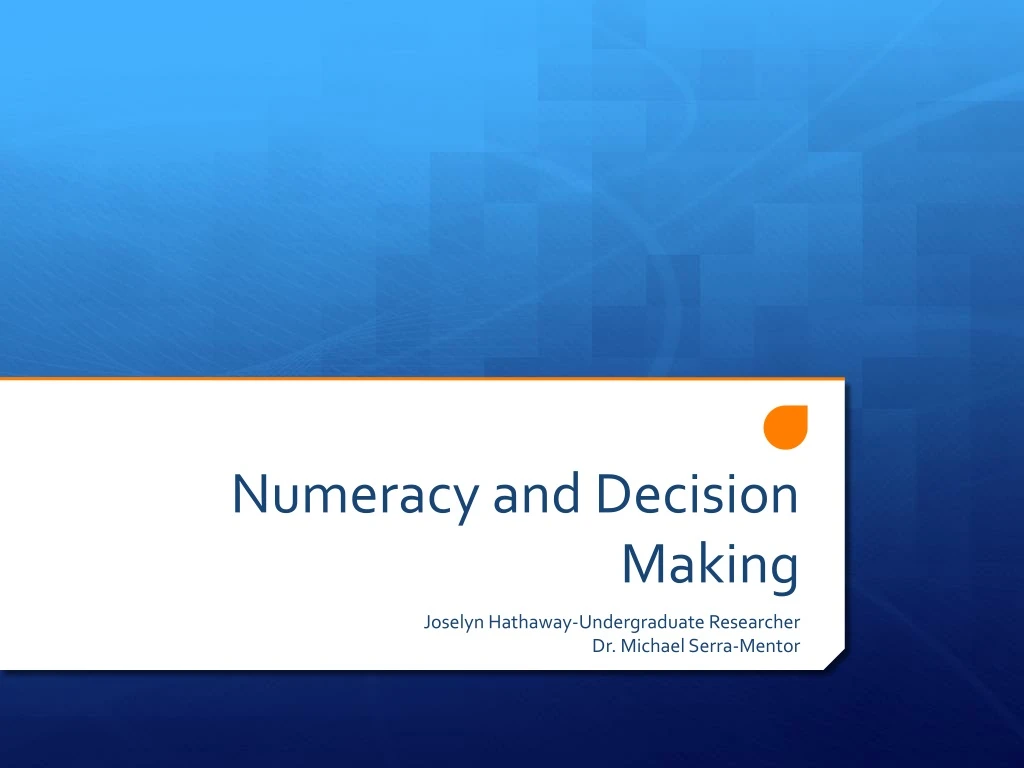 numeracy and decision making