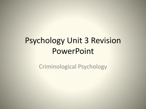 Psychology Unit 3 Revision PowerPoint