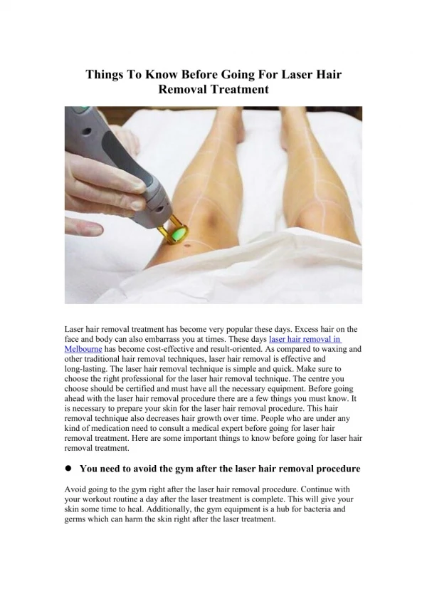 Things To Know Before Going For Laser Hair Removal Treatment