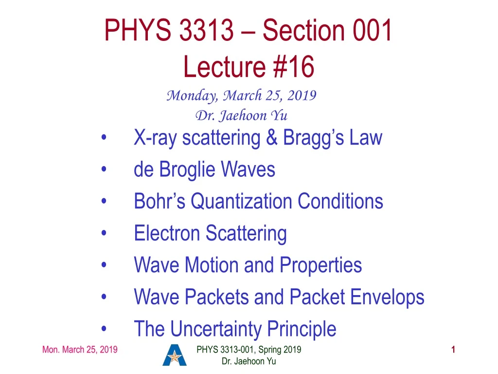 phys 3313 section 001 lecture 16