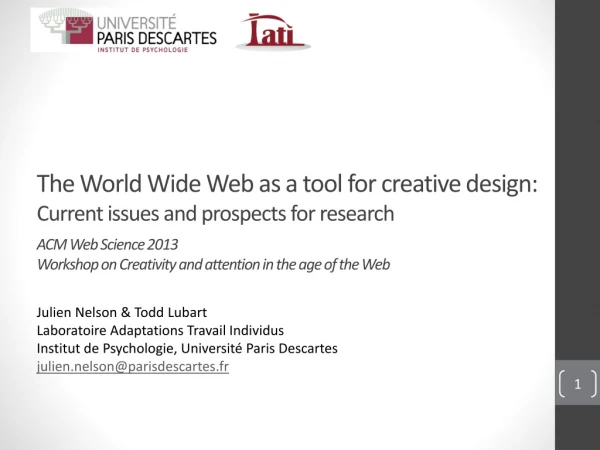 The World Wide Web as a tool for creative design: Current issues and prospects for research