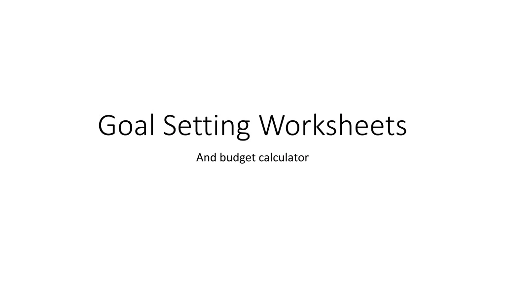 goal setting worksheets