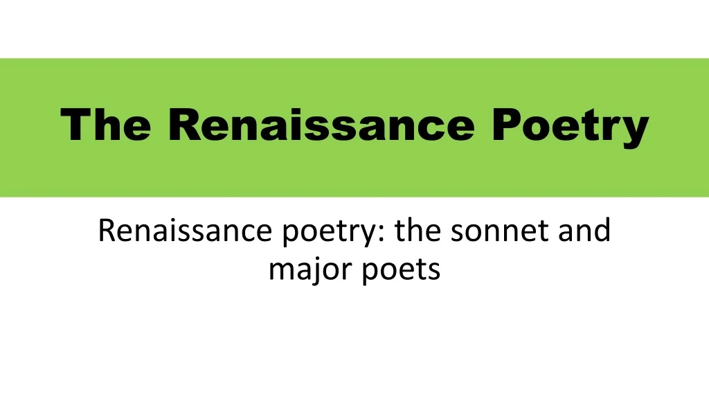 the renaissance poetry