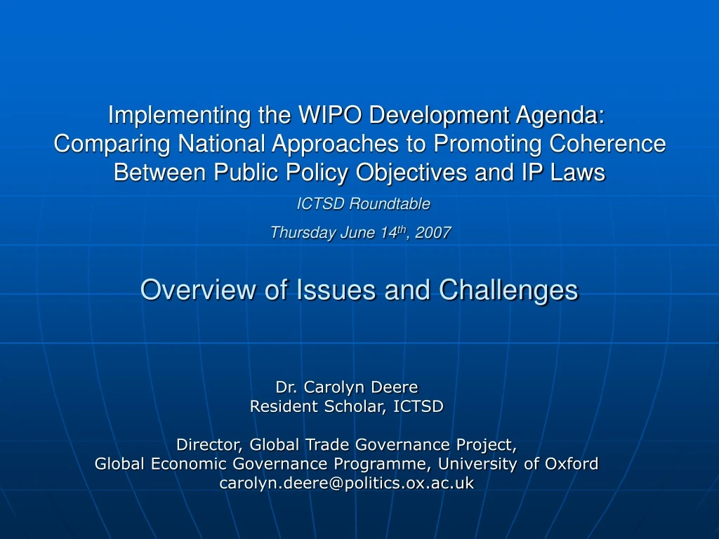 implementing the wipo development agenda