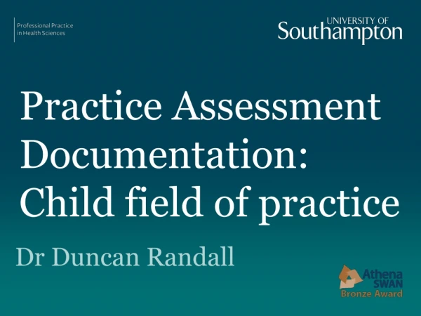 Practice Assessment Documentation: Child field of practice