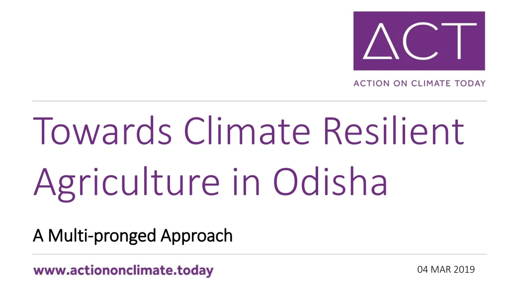 towards climate resilient agriculture in odisha