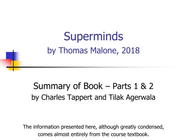 Superminds by Thomas Malone, 2018