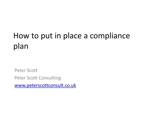 How to put in place a compliance plan
