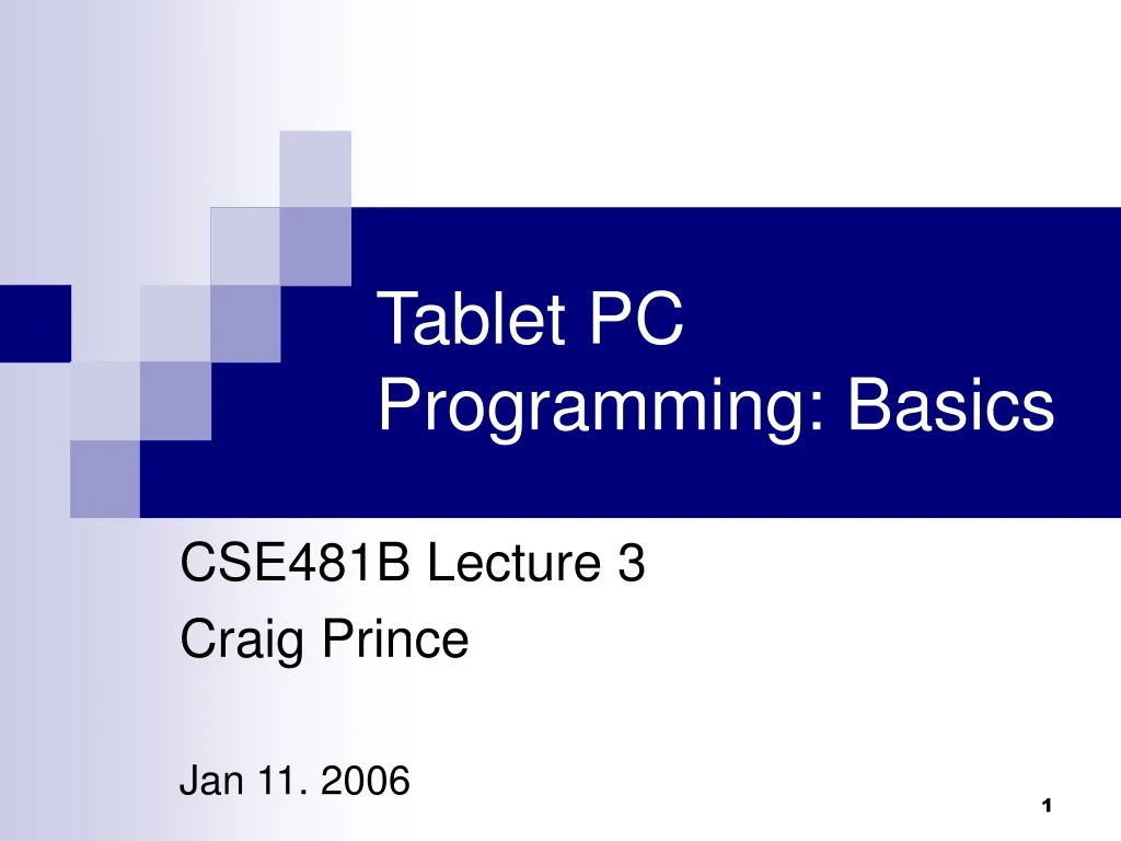 tablet pc programming basics