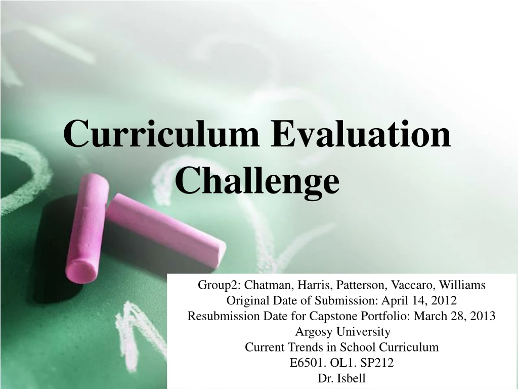 curriculum evaluation challenge