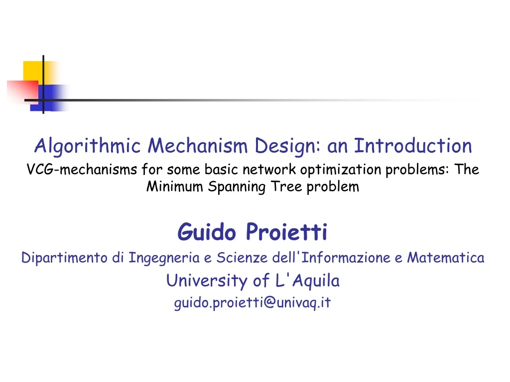 algorithmic mechanism design an introduction
