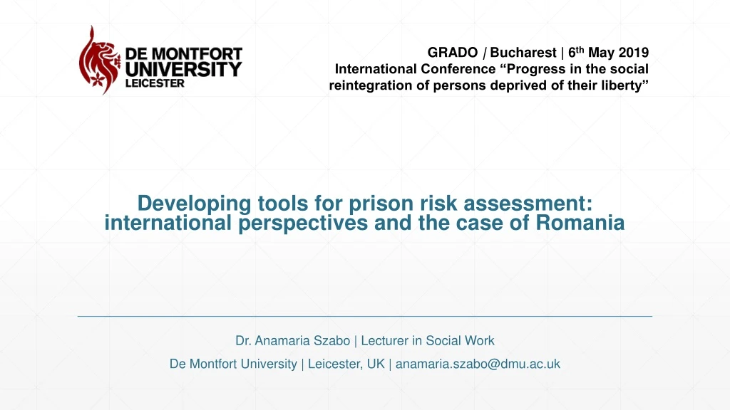 developing tools for prison risk assessment international perspectives and the case of romania