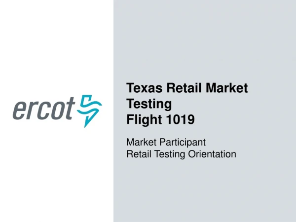 Texas Retail Market Testing Flight 10 19 Market Participant Retail Testing Orientation