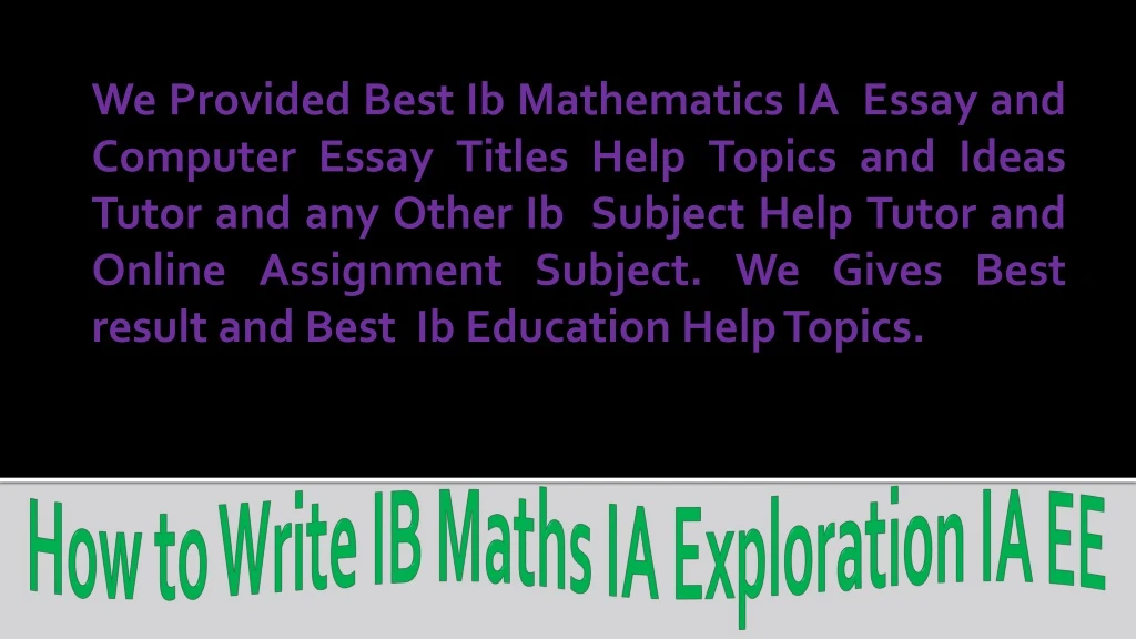 how to write ib maths ia exploration ia ee