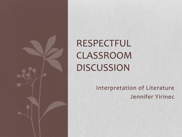 Respectful Classroom Discussion