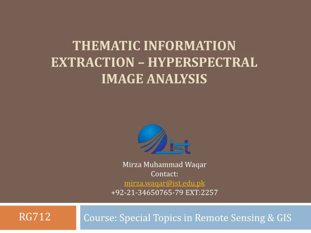 thematic information extraction hyperspectral image analysis