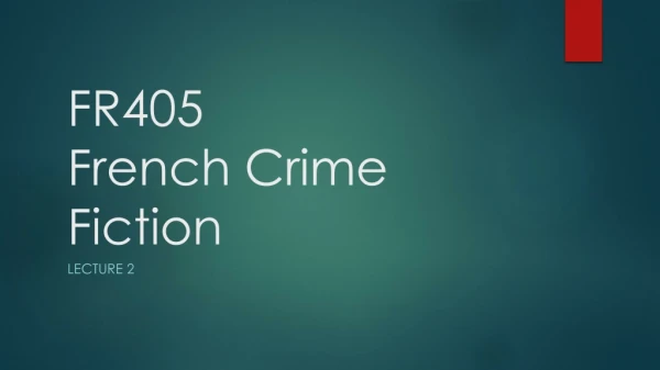 FR405 French Crime Fiction